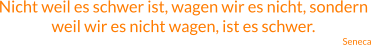 Nicht weil es schwer ist, wagen wir es nicht, sondern weil wir es nicht wagen, ist es schwer. Seneca