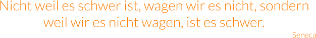 Nicht weil es schwer ist, wagen wir es nicht, sondern weil wir es nicht wagen, ist es schwer. Seneca